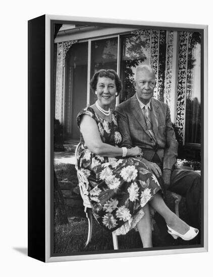 Former President Dwight D. Eisenhower and Wife Mamie on Lawn at Home-Ed Clark-Framed Premier Image Canvas