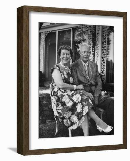 Former President Dwight D. Eisenhower and Wife Mamie on Lawn at Home-Ed Clark-Framed Photographic Print