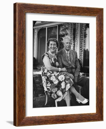 Former President Dwight D. Eisenhower and Wife Mamie on Lawn at Home-Ed Clark-Framed Photographic Print