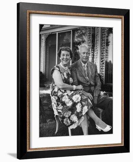 Former President Dwight D. Eisenhower and Wife Mamie on Lawn at Home-Ed Clark-Framed Photographic Print