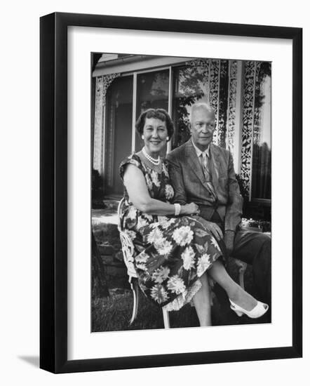 Former President Dwight D. Eisenhower and Wife Mamie on Lawn at Home-Ed Clark-Framed Photographic Print