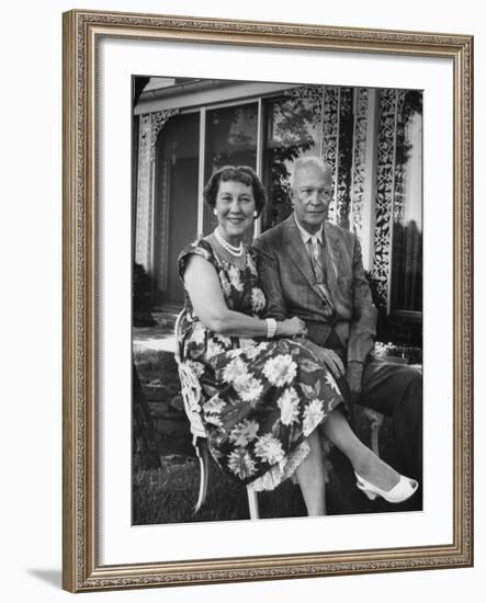 Former President Dwight D. Eisenhower and Wife Mamie on Lawn at Home-Ed Clark-Framed Photographic Print