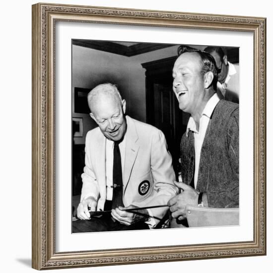 Former President Dwight Eisenhower Enjoys a Laugh with Famed Golfer, Arnold Palmer, Aug 12, 1965-null-Framed Photo