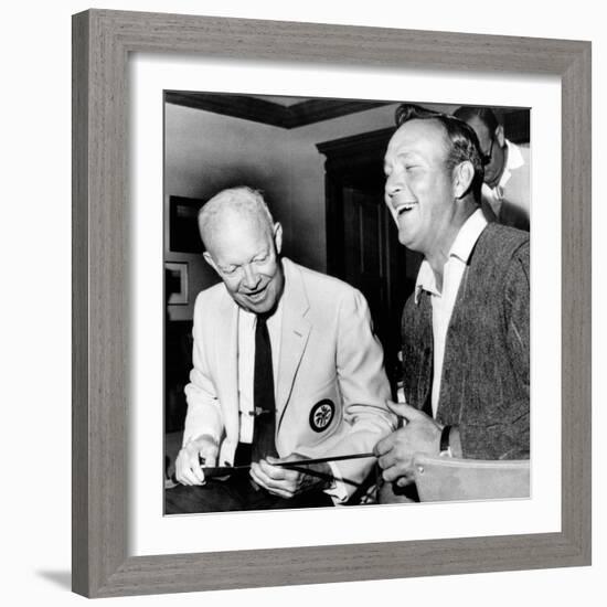 Former President Dwight Eisenhower Enjoys a Laugh with Famed Golfer, Arnold Palmer, Aug 12, 1965-null-Framed Photo