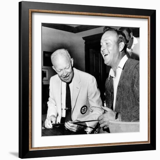 Former President Dwight Eisenhower Enjoys a Laugh with Famed Golfer, Arnold Palmer, Aug 12, 1965-null-Framed Photo