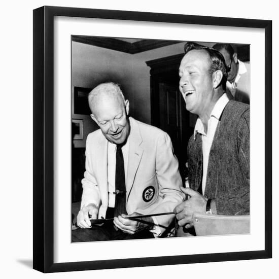 Former President Dwight Eisenhower Enjoys a Laugh with Famed Golfer, Arnold Palmer, Aug 12, 1965-null-Framed Photo