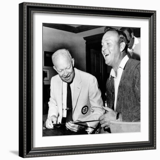 Former President Dwight Eisenhower Enjoys a Laugh with Famed Golfer, Arnold Palmer, Aug 12, 1965-null-Framed Photo