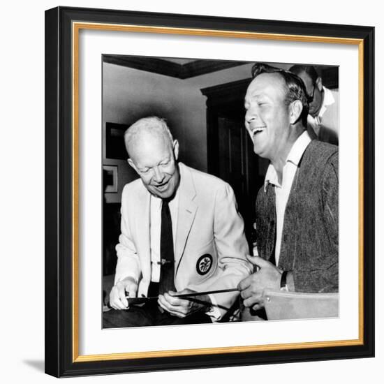 Former President Dwight Eisenhower Enjoys a Laugh with Famed Golfer, Arnold Palmer, Aug 12, 1965-null-Framed Photo