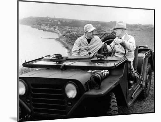 Former President Eisenhower with Walter Cronkite Above Normandy's Beaches-null-Mounted Photo