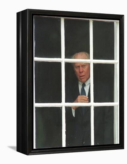 Former President Gerald Ford Peers out a Window-null-Framed Premier Image Canvas