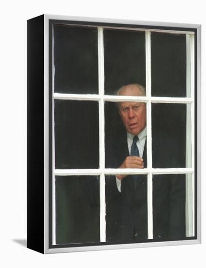 Former President Gerald Ford Peers out a Window-null-Framed Premier Image Canvas