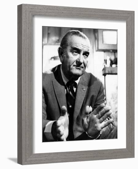 Former President Lyndon Johnson During an Interview Walter Cronkite-null-Framed Photo