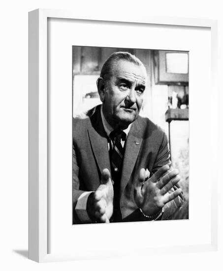 Former President Lyndon Johnson During an Interview Walter Cronkite-null-Framed Photo