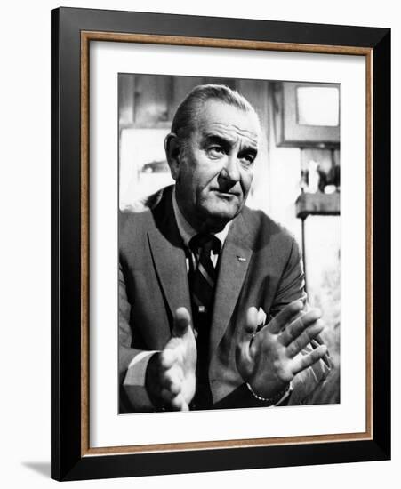 Former President Lyndon Johnson During an Interview Walter Cronkite-null-Framed Photo