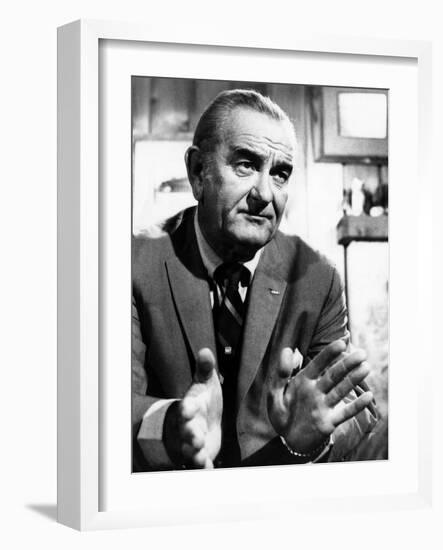 Former President Lyndon Johnson During an Interview Walter Cronkite-null-Framed Photo