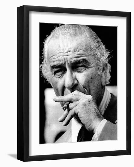 Former President Lyndon Johnson Resumed Smoking after He Left the Presidency--Framed Photo