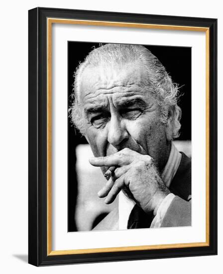 Former President Lyndon Johnson Resumed Smoking after He Left the Presidency-null-Framed Photo