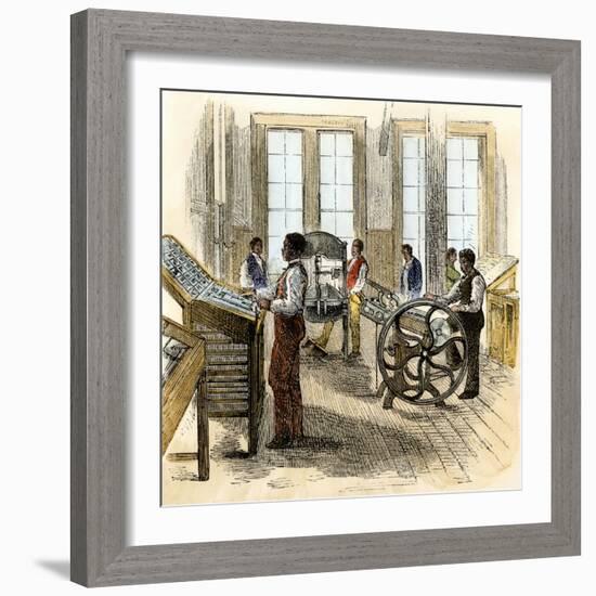 Former Slaves Learning Printing at Hampton Institute in Virginia, 1870s-null-Framed Giclee Print