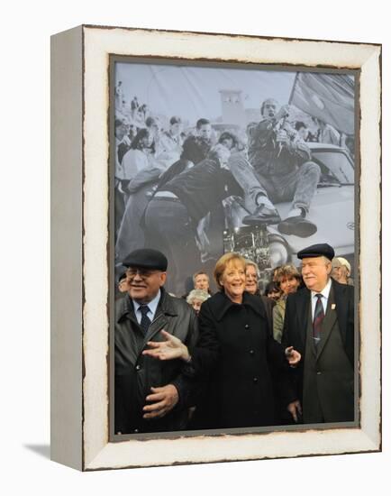 Former Soviet Leader Mikhail Gorbachev and Others During the Commemorations of Fall of Berlin Wall-null-Framed Premier Image Canvas