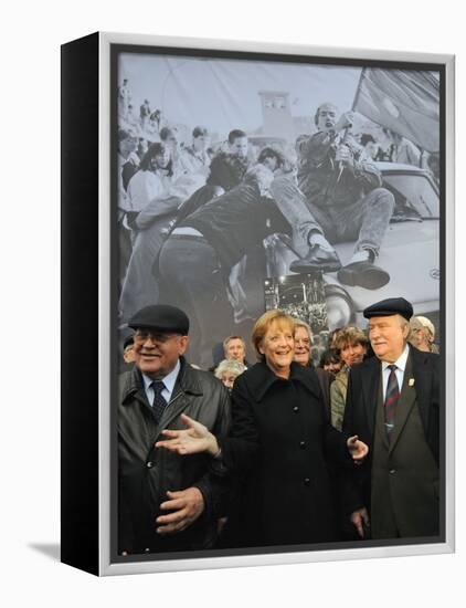 Former Soviet Leader Mikhail Gorbachev and Others During the Commemorations of Fall of Berlin Wall-null-Framed Premier Image Canvas
