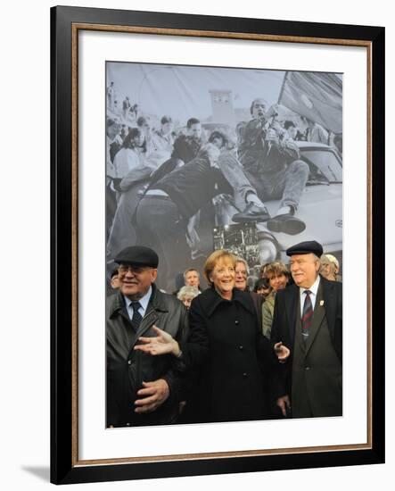 Former Soviet Leader Mikhail Gorbachev and Others During the Commemorations of Fall of Berlin Wall-null-Framed Photographic Print