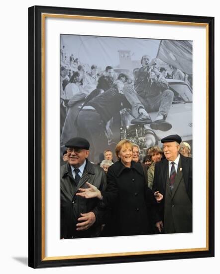 Former Soviet Leader Mikhail Gorbachev and Others During the Commemorations of Fall of Berlin Wall-null-Framed Photographic Print