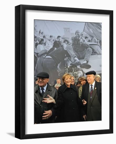 Former Soviet Leader Mikhail Gorbachev and Others During the Commemorations of Fall of Berlin Wall-null-Framed Photographic Print