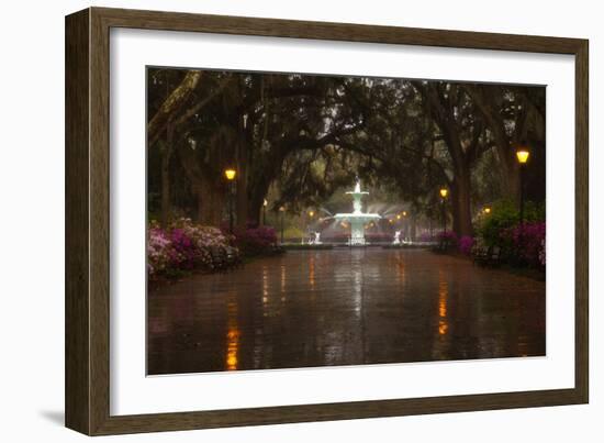 Forsyth Park Fountain with Spring Azaleas, Savannah, Georgia, USA-Joanne Wells-Framed Photographic Print