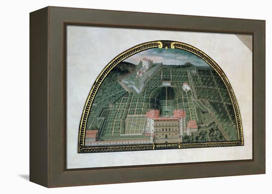 Fort Belvedere and the Pitti Palace from a Series of Lunettes Depicting Views of the Medici Villas-Giusto Utens-Framed Premier Image Canvas