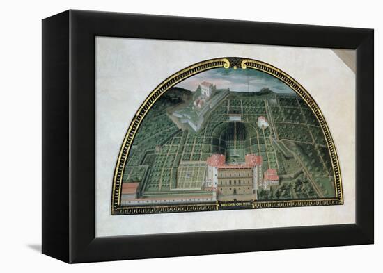 Fort Belvedere and the Pitti Palace from a Series of Lunettes Depicting Views of the Medici Villas-Giusto Utens-Framed Premier Image Canvas