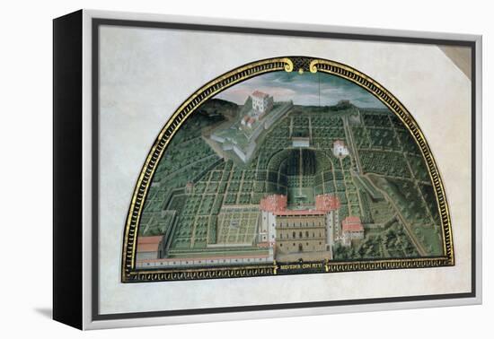 Fort Belvedere and the Pitti Palace from a Series of Lunettes Depicting Views of the Medici Villas-Giusto Utens-Framed Premier Image Canvas