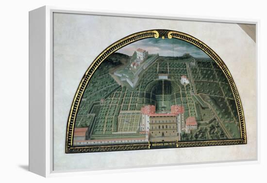 Fort Belvedere and the Pitti Palace from a Series of Lunettes Depicting Views of the Medici Villas-Giusto Utens-Framed Premier Image Canvas