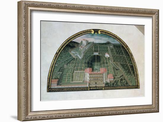 Fort Belvedere and the Pitti Palace from a Series of Lunettes Depicting Views of the Medici Villas-Giusto Utens-Framed Giclee Print