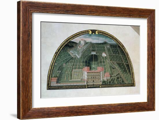 Fort Belvedere and the Pitti Palace from a Series of Lunettes Depicting Views of the Medici Villas-Giusto Utens-Framed Giclee Print