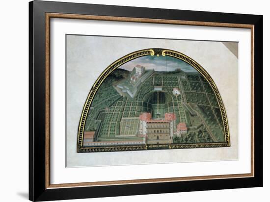 Fort Belvedere and the Pitti Palace from a Series of Lunettes Depicting Views of the Medici Villas-Giusto Utens-Framed Giclee Print