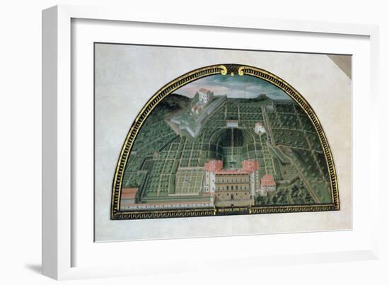 Fort Belvedere and the Pitti Palace from a Series of Lunettes Depicting Views of the Medici Villas-Giusto Utens-Framed Giclee Print