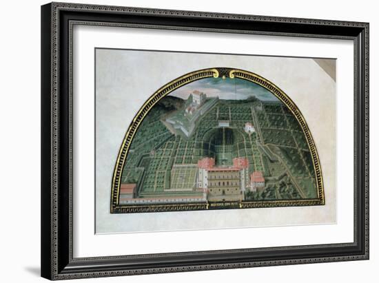 Fort Belvedere and the Pitti Palace from a Series of Lunettes Depicting Views of the Medici Villas-Giusto Utens-Framed Giclee Print