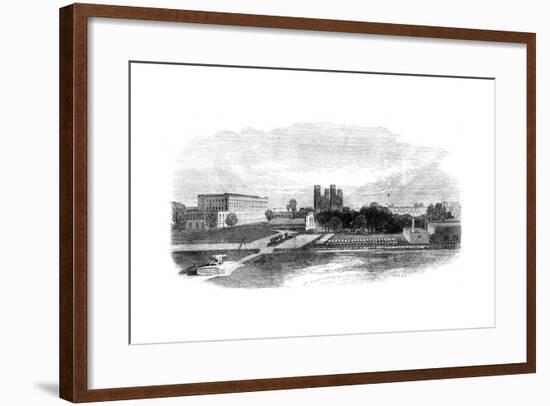 Fort Church and South Barracks, Calcutta, India, 1870-null-Framed Giclee Print