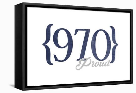 Fort Collins, Colorado - 970 Area Code (Blue)-Lantern Press-Framed Stretched Canvas