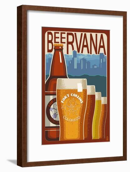 Fort Collins, Colorado - Beervana Vintage Sign-Lantern Press-Framed Art Print