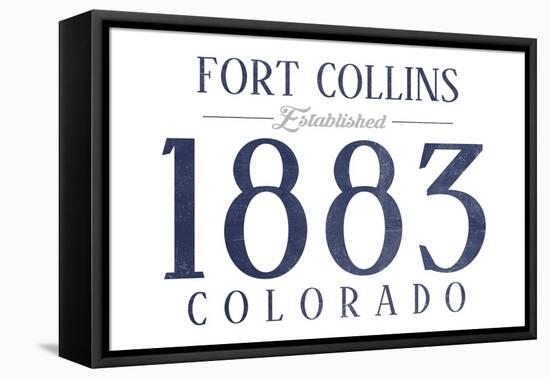 Fort Collins, Colorado - Established Date (Blue)-Lantern Press-Framed Stretched Canvas