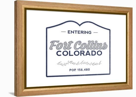 Fort Collins, Colorado - Now Entering (Blue)-Lantern Press-Framed Stretched Canvas