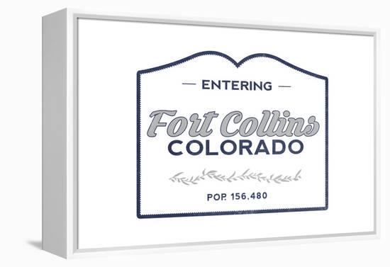 Fort Collins, Colorado - Now Entering (Blue)-Lantern Press-Framed Stretched Canvas