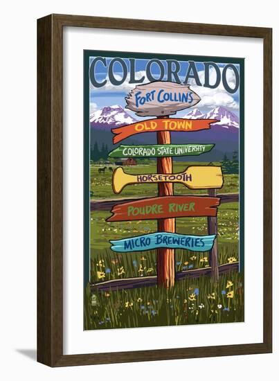 Fort Collins, Colorado - Sign Destinations-Lantern Press-Framed Art Print