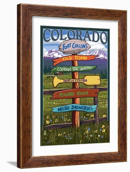 Fort Collins, Colorado - Sign Destinations-Lantern Press-Framed Art Print