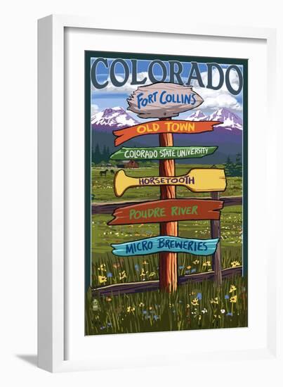 Fort Collins, Colorado - Sign Destinations-Lantern Press-Framed Art Print