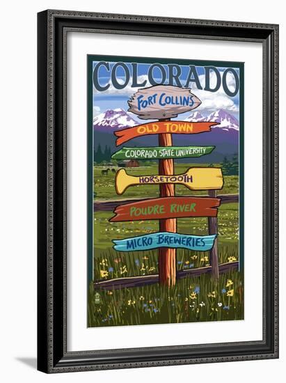 Fort Collins, Colorado - Sign Destinations-Lantern Press-Framed Art Print