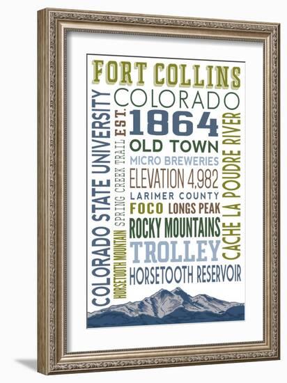 Fort Collins, Colorado - Typography-Lantern Press-Framed Art Print