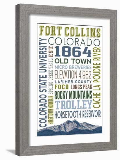 Fort Collins, Colorado - Typography-Lantern Press-Framed Art Print