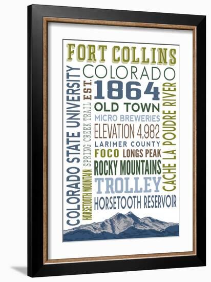 Fort Collins, Colorado - Typography-Lantern Press-Framed Art Print